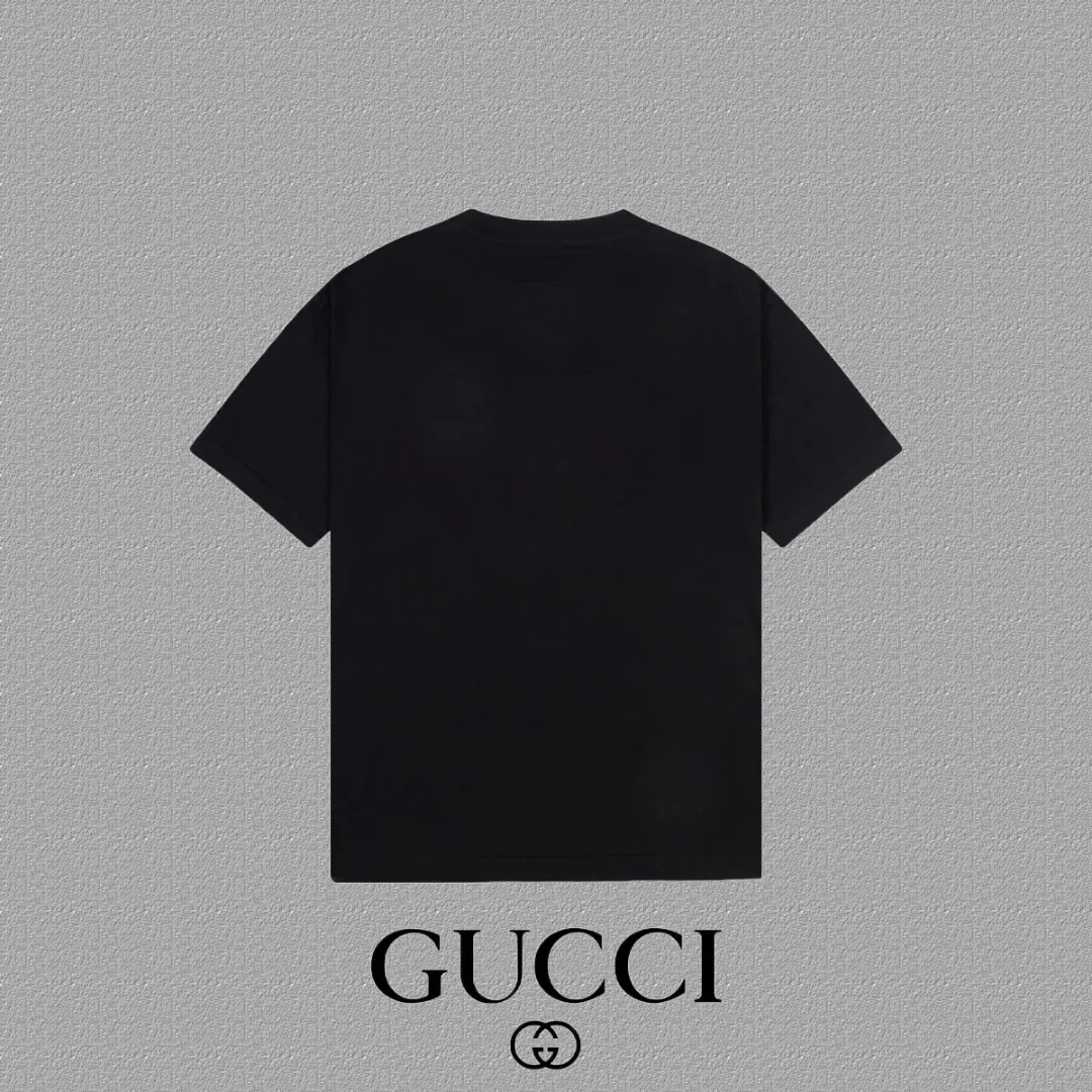 P80✨🔥 [Gucci co-branded with Balenciaga] 2026FW short-sleeved T-shirt printed letter logo Premium 26s double yarn 300g fabric heavy fabric custom stretcher rib same vat and dye complete three labels men and women Same Style Color: Black White Apricot Size: S M L XL XXL